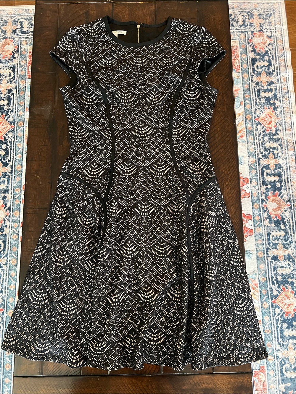 Maggy London Black Nude Lace Fit Flare Cocktail Party Dress